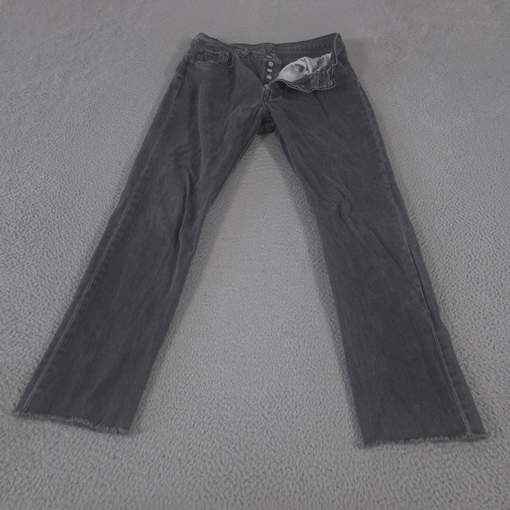 Levi's Jeans Womens 31 Black 501 Original Straight Cotton Raw Hem Pants Denim
